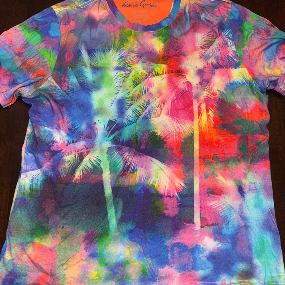 Robert Graham Multicolor Tie-Dye Palm Tree Short Sleeve Tee